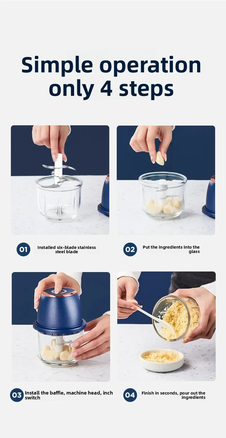 TINSOL 350ml Electric Food Chopper | USB Meat Grinder Garlic Masher Blender