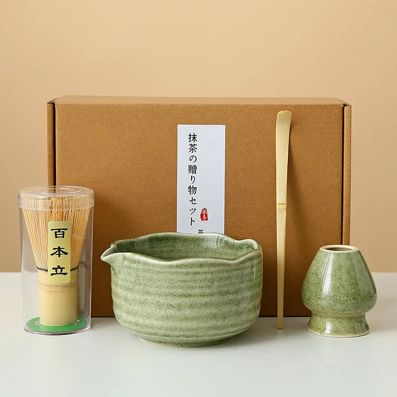 8-Piece Ceramic Matcha Whisk Set | Floral Matcha Tea Gift Set for Matcha Lovers