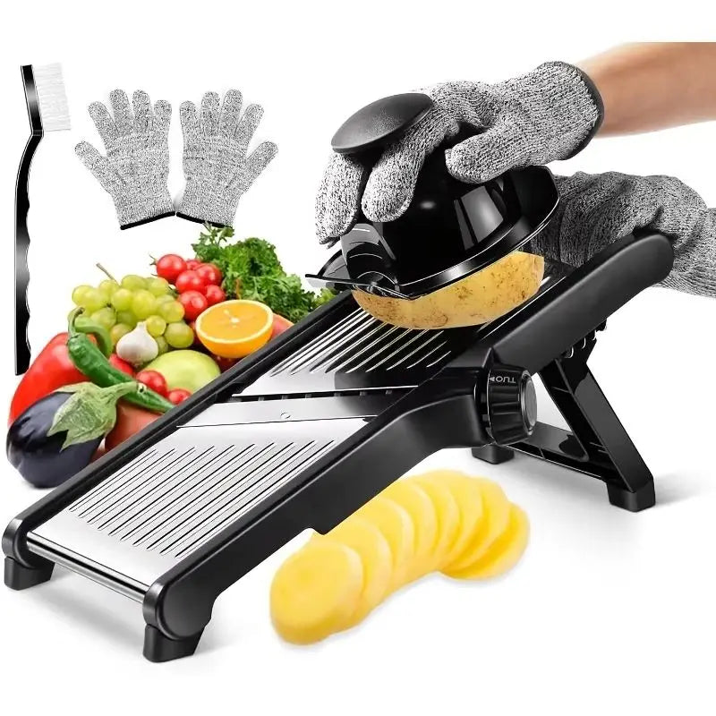 5-Blade Stainless Steel Mandoline Slicer | Vegetable Cutter with Hand Guard
