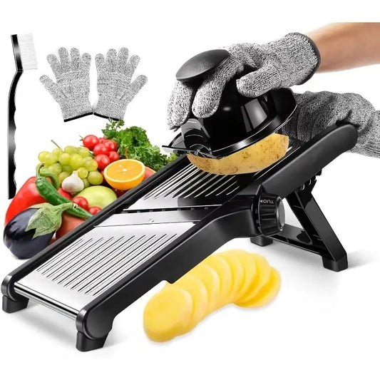 5-Blade Stainless Steel Mandoline Slicer | Vegetable Cutter with Hand Guard