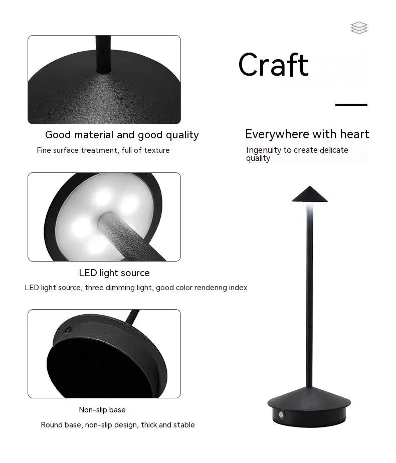 Rechargeable Table Lamp Creative Dining Touch Led Hotel Bar Coffee Pina Pro Table Lamp Lampada Da Tavolo Decorative Desk Lamp