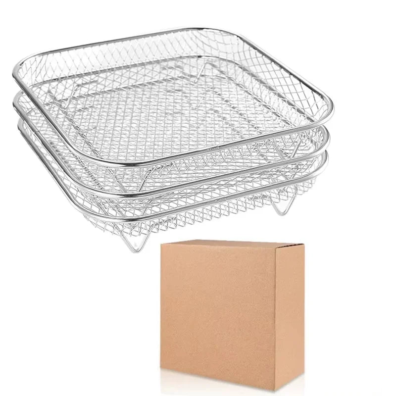 3 Layer Stackable Air Fryer Rack | Stainless Steel Grill Basket