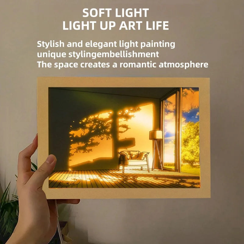 LED Light-Up Wall Art - Modern Minimalist Illuminated Painting for Bedroom & Living Room