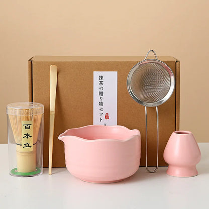 8-Piece Ceramic Matcha Whisk Set | Floral Matcha Tea Gift Set for Matcha Lovers