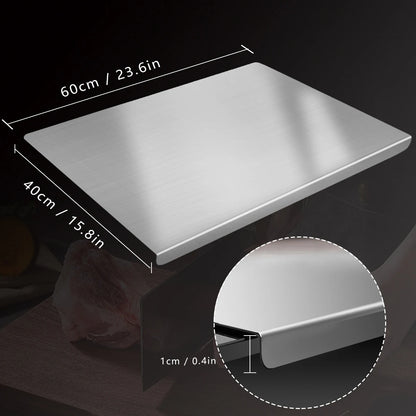 304 Stainless Steel Cutting Board - Non-Slip, Anti-Bacterial & Odor-Resistant Prep Surface