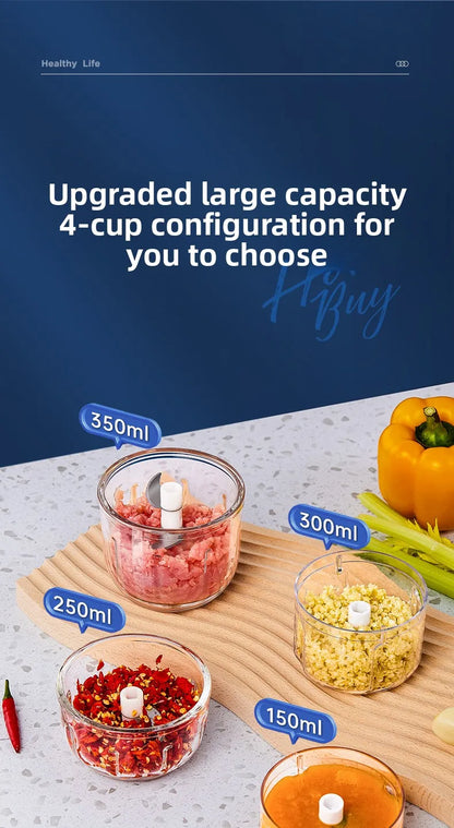 TINSOL 350ml Electric Food Chopper | USB Meat Grinder Garlic Masher Blender
