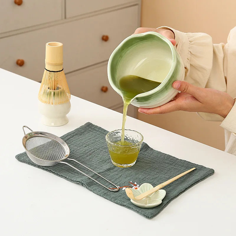 8-Piece Ceramic Matcha Whisk Set | Floral Matcha Tea Gift Set for Matcha Lovers