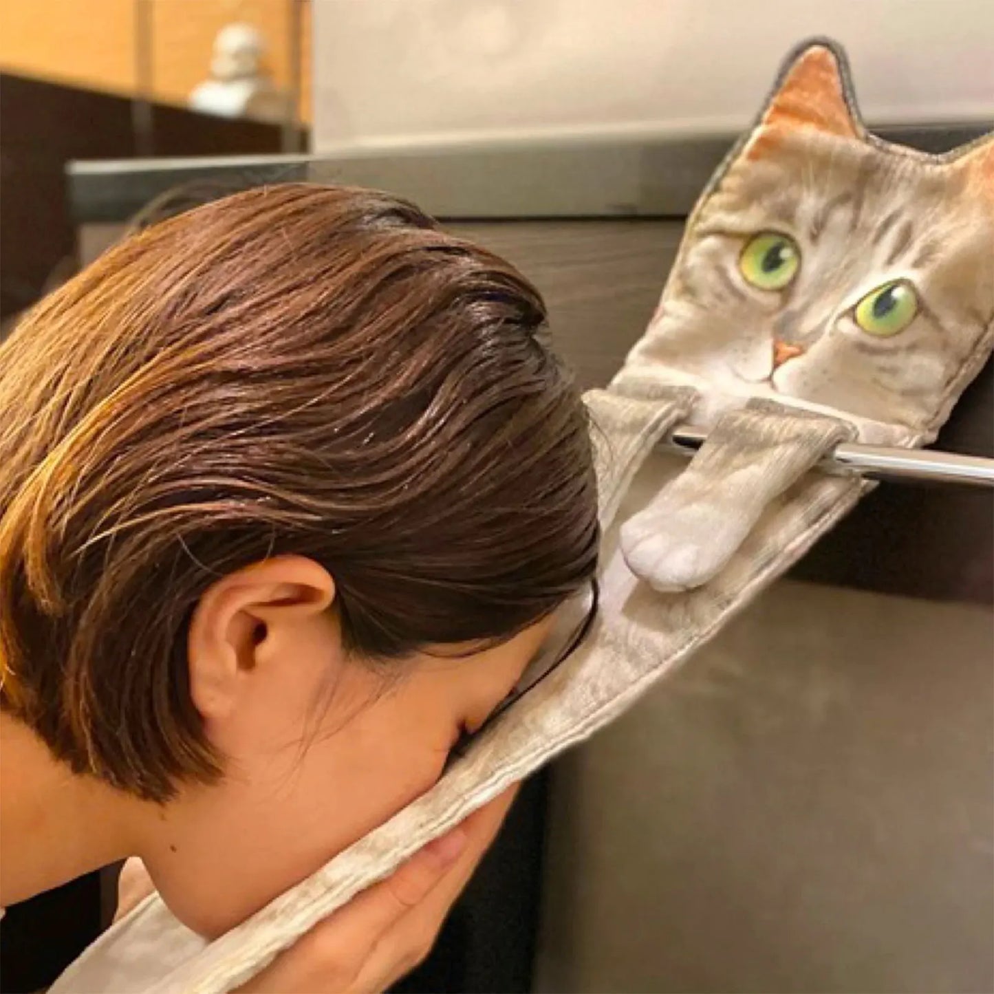 Funny Cat Hanging Hand Towel