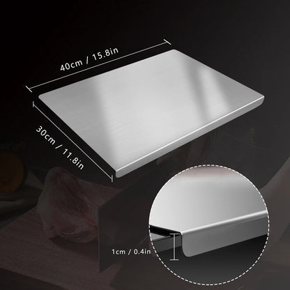 304 Stainless Steel Cutting Board - Non-Slip, Anti-Bacterial & Odor-Resistant Prep Surface