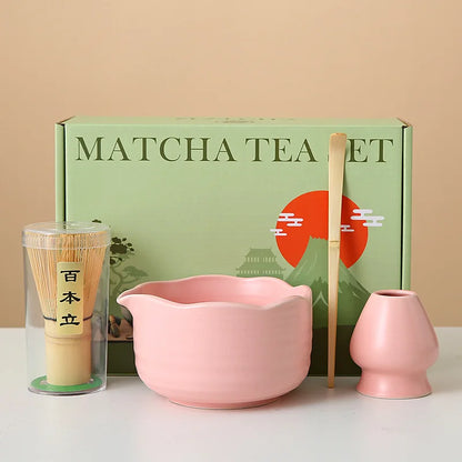 8-Piece Ceramic Matcha Whisk Set | Floral Matcha Tea Gift Set for Matcha Lovers