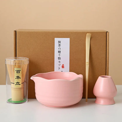 8-Piece Ceramic Matcha Whisk Set | Floral Matcha Tea Gift Set for Matcha Lovers