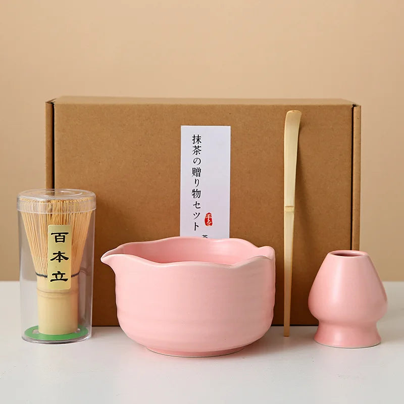 8-Piece Ceramic Matcha Whisk Set | Floral Matcha Tea Gift Set for Matcha Lovers