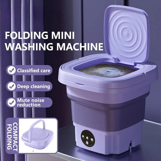 Portable Mini Washing Machine with Spin Dryer | USB Foldable Washer for Socks & Underwear