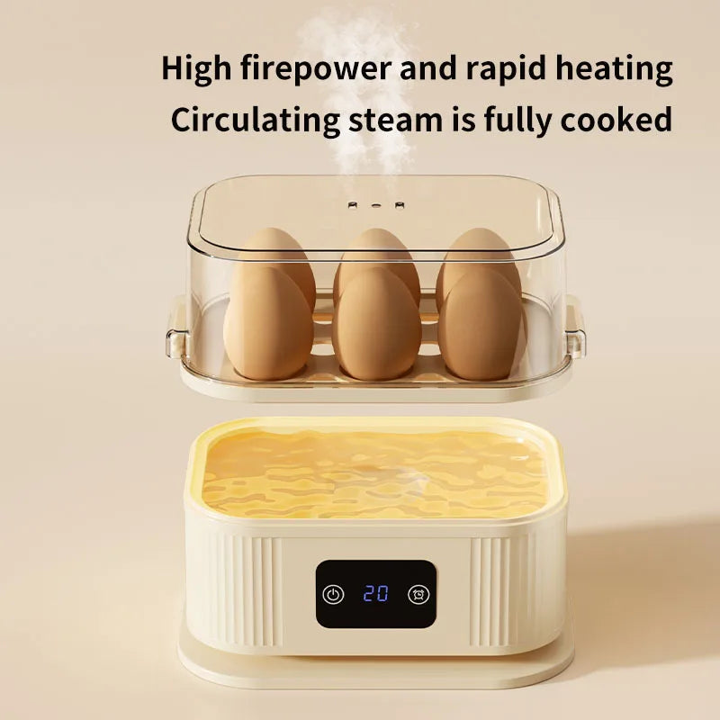 Multifunctional Electric Egg Cooker - 200W Smart Egg Steamer with Timer Function & 6-Egg Capacity