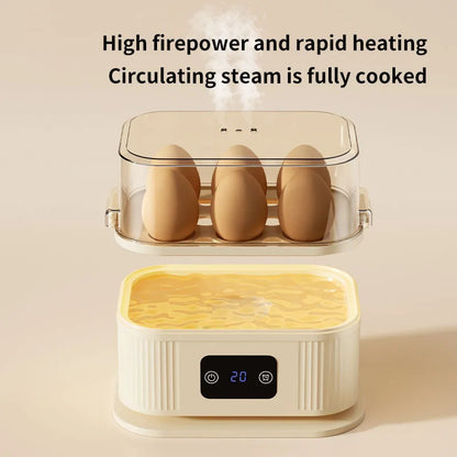Multifunctional Electric Egg Cooker - 200W Smart Egg Steamer with Timer Function & 6-Egg Capacity