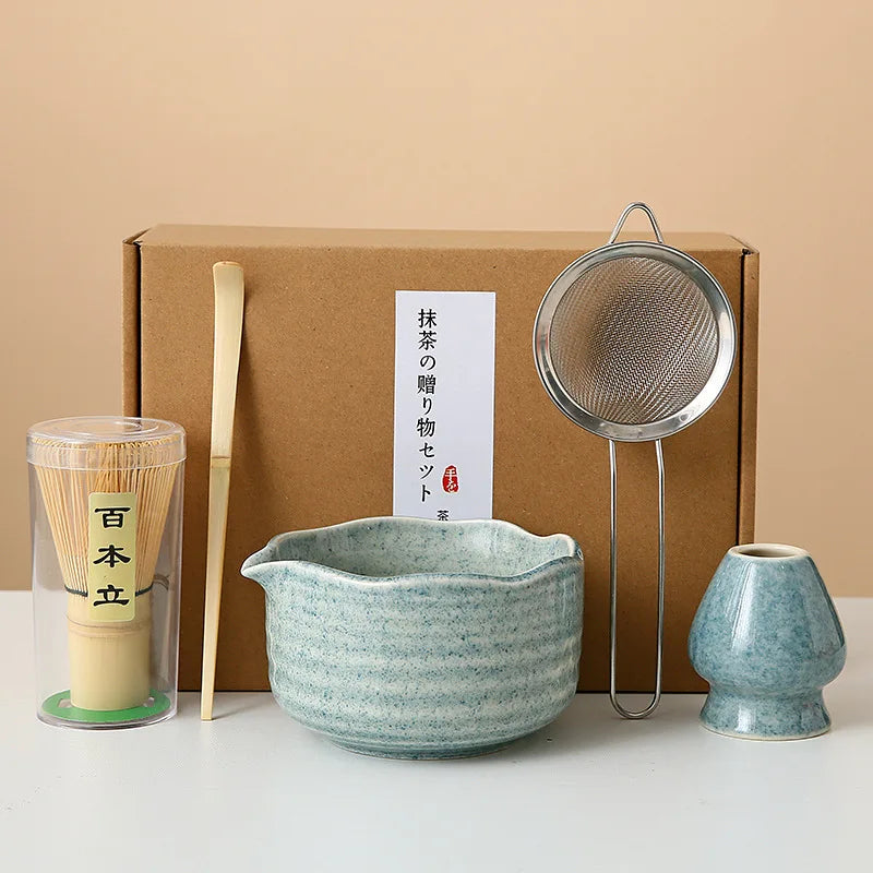 8-Piece Ceramic Matcha Whisk Set | Floral Matcha Tea Gift Set for Matcha Lovers