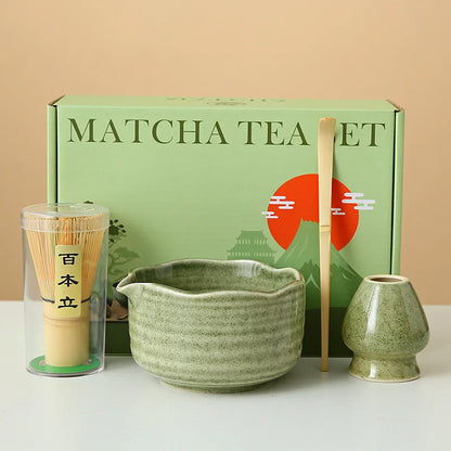 8-Piece Ceramic Matcha Whisk Set | Floral Matcha Tea Gift Set for Matcha Lovers