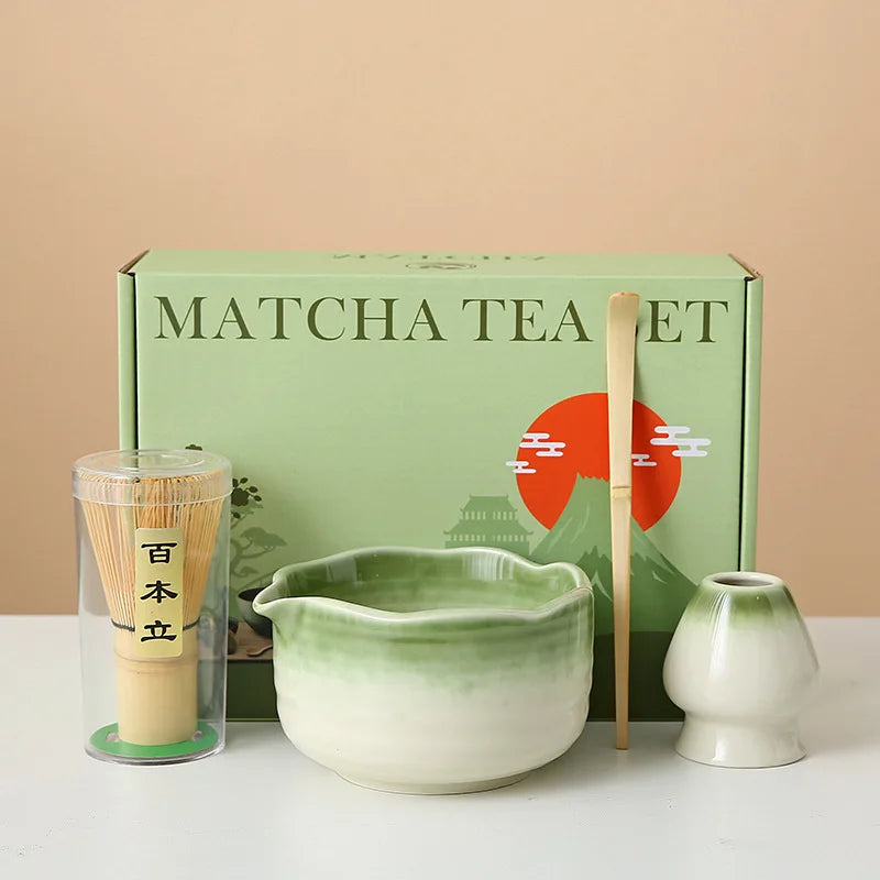 8-Piece Ceramic Matcha Whisk Set | Floral Matcha Tea Gift Set for Matcha Lovers