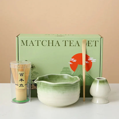 8-Piece Ceramic Matcha Whisk Set | Floral Matcha Tea Gift Set for Matcha Lovers