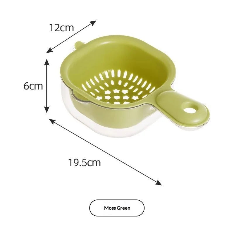 Double Layer Fruit Washing Drain Basket | Cute Sink Colander with Handle