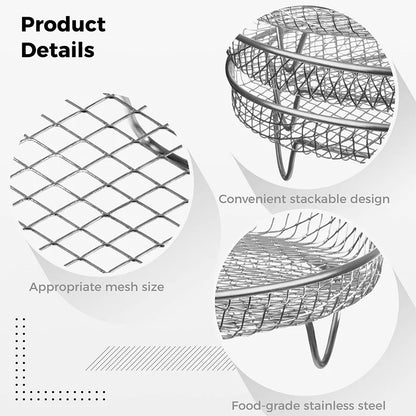 3 Layer Stackable Air Fryer Rack | Stainless Steel Grill Basket
