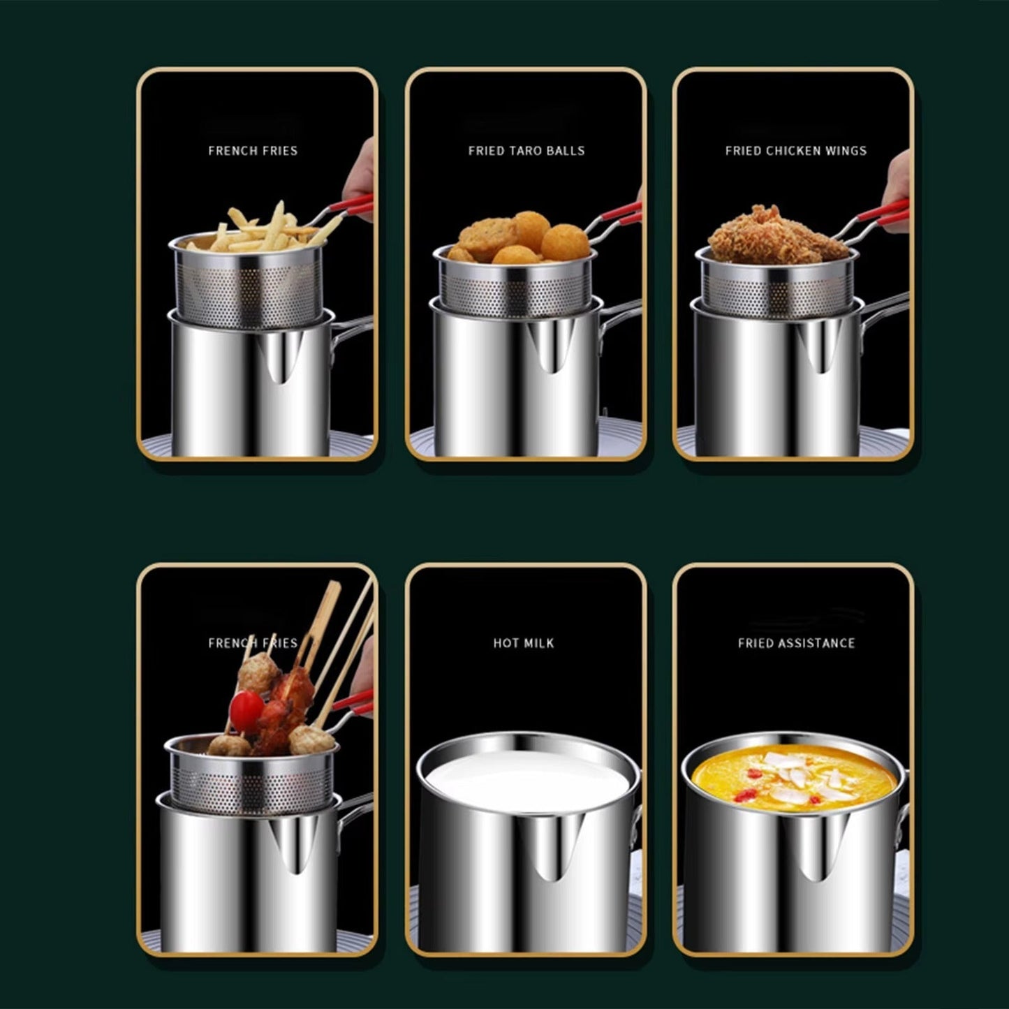 Stainless Steel Deep Fryer Pot with Strainer | 1200ml Oil Capacity
