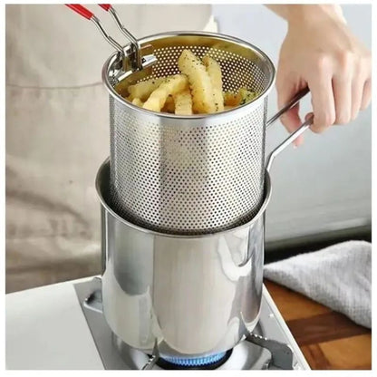 Stainless Steel Deep Fryer Pot with Strainer | 1200ml Oil Capacity