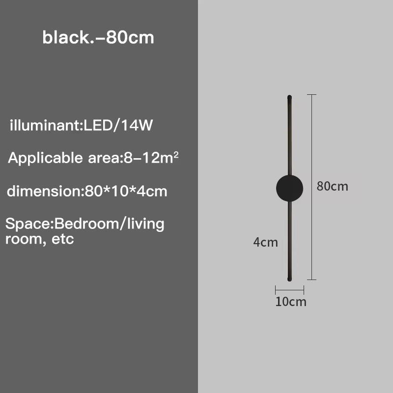 Wall Lamp Bedroom Wall Light Modern Long LED Light Black I-Shaped Living Room Corridor Interior Lighting Home Decor Lighting