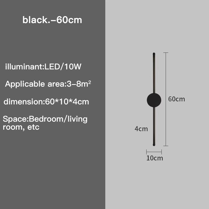 Wall Lamp Bedroom Wall Light Modern Long LED Light Black I-Shaped Living Room Corridor Interior Lighting Home Decor Lighting