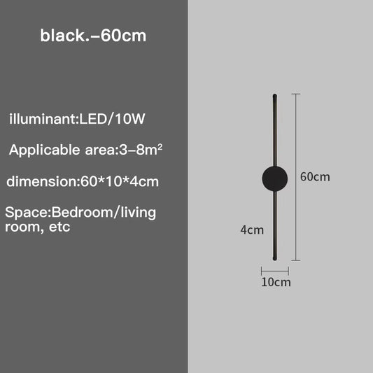 Wall Lamp Bedroom Wall Light Modern Long LED Light Black I-Shaped Living Room Corridor Interior Lighting Home Decor Lighting
